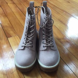Light pink lace up boots